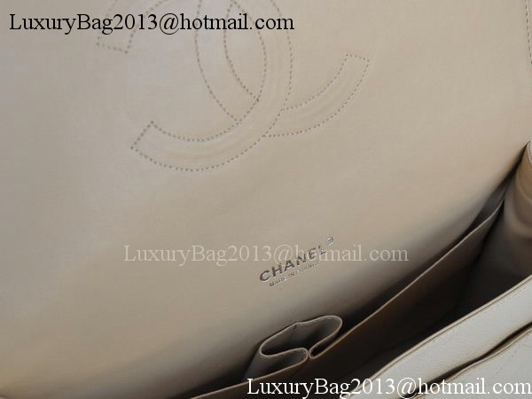 Chanel Maxi Classic Bag A36098 Apricot Cannage Pattern Silver