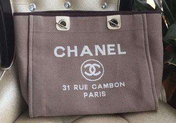 Chanel Medium Canvas Tote Shopping Bag A1679M Grey