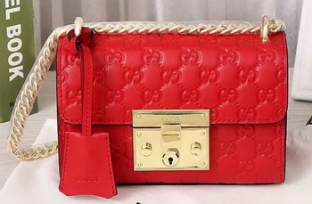 Gucci Padlock Gucci Signature Shoulder Bag 409487 Red