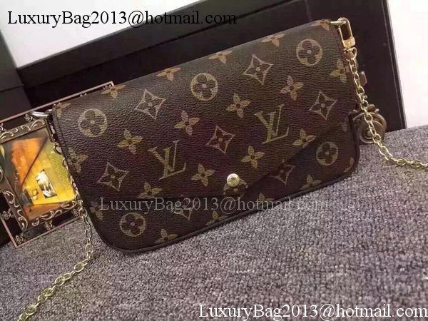 Louis Vuitton Monogram Canvas Felicie Chain Wallet M61276 Black