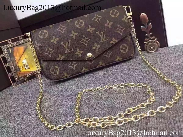 Louis Vuitton Monogram Canvas Felicie Chain Wallet M61276 Black