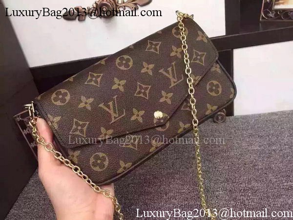 Louis Vuitton Monogram Canvas Felicie Chain Wallet M61276 Black