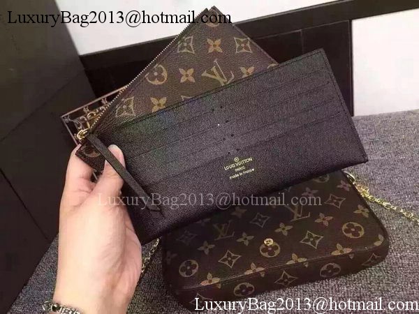 Louis Vuitton Monogram Canvas Felicie Chain Wallet M61276 Black