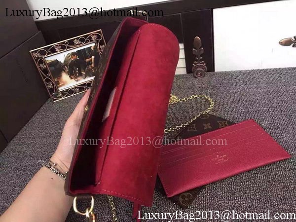 Louis Vuitton Monogram Canvas Felicie Chain Wallet M61276 Burgundy