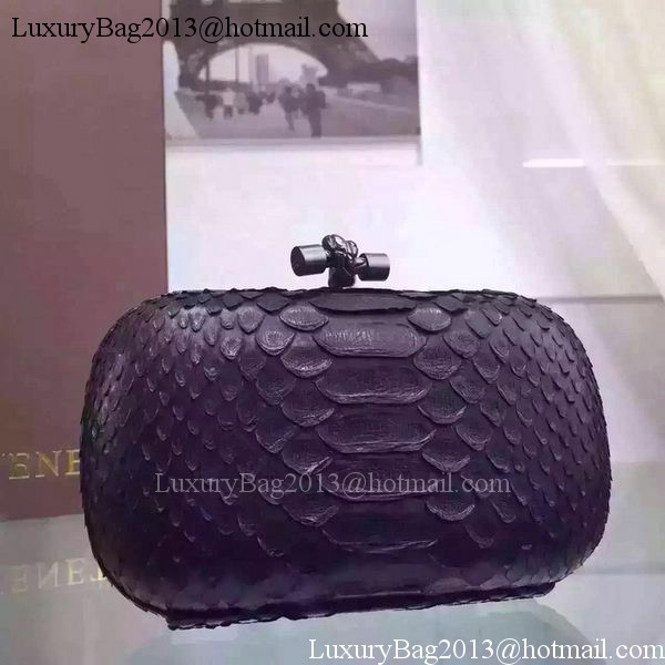 Bottega Veneta Snake Leather Knot Clutch BV8653 Black