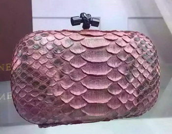 Bottega Veneta Snake Leather Knot Clutch BV8653 Pink