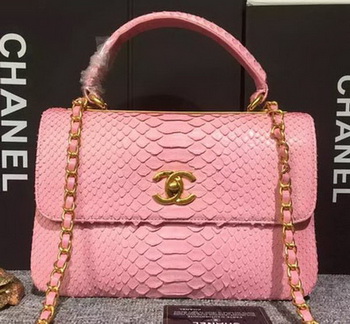 Chanel Classic Top Flap Bag Original Snake Leather A90095 Pink