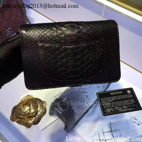 Chanel WOC Flap Bag Original Snake Leather A33814 Black