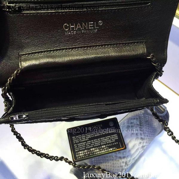 Chanel WOC Flap Bag Original Snake Leather A33814 Black