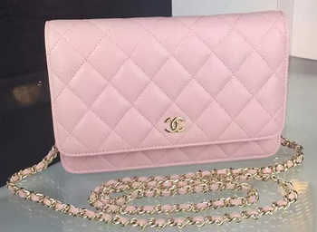 Chanel WOC mini Flap Bag Pink Sheepskin A5373 Gold