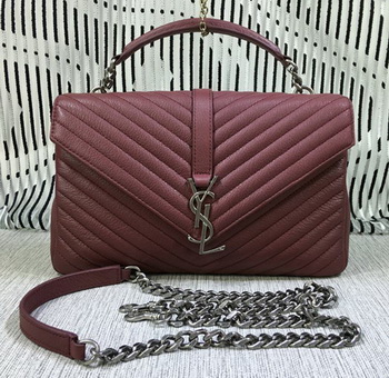 Saint Laurent Classic Monogramme Goat Leather Flap Bag Y392737 Burgundy