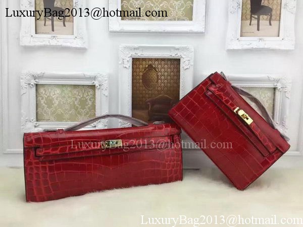 Hermes MINI Kelly 22cm Tote Bag Croco Leather KL22 Burgundy