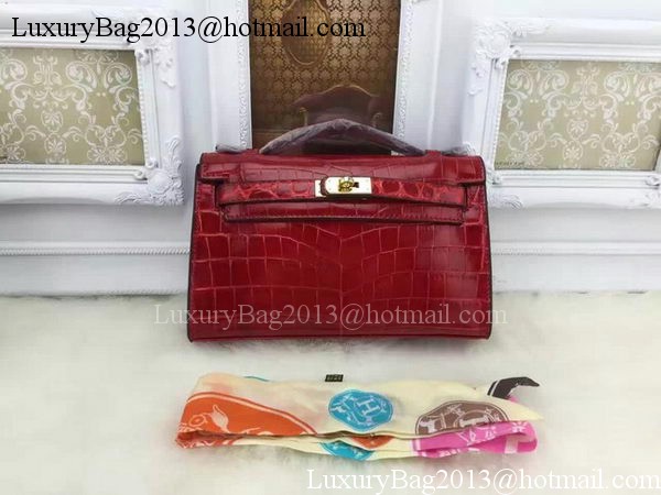 Hermes MINI Kelly 22cm Tote Bag Croco Leather KL22 Burgundy