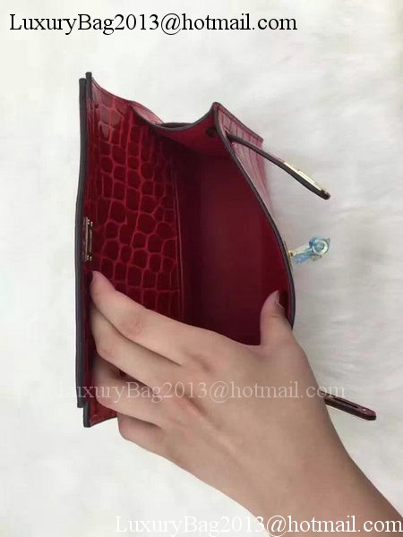 Hermes MINI Kelly 22cm Tote Bag Croco Leather KL22 Burgundy