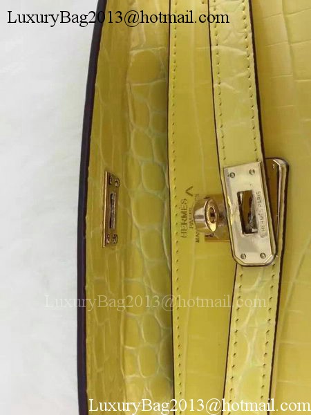 Hermes MINI Kelly 22cm Tote Bag Croco Leather KL22 Lemon