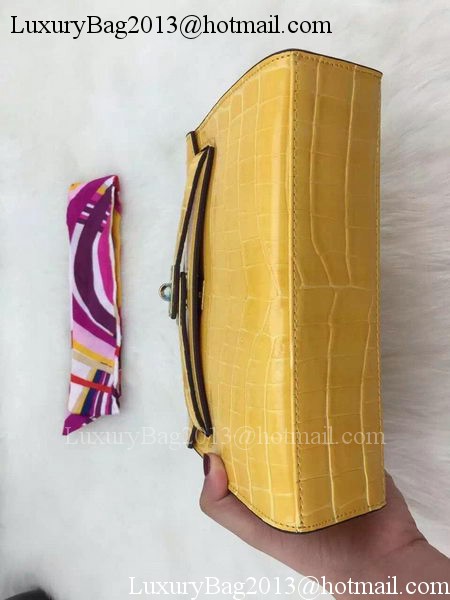 Hermes MINI Kelly 22cm Tote Bag Croco Leather KL22 Yellow