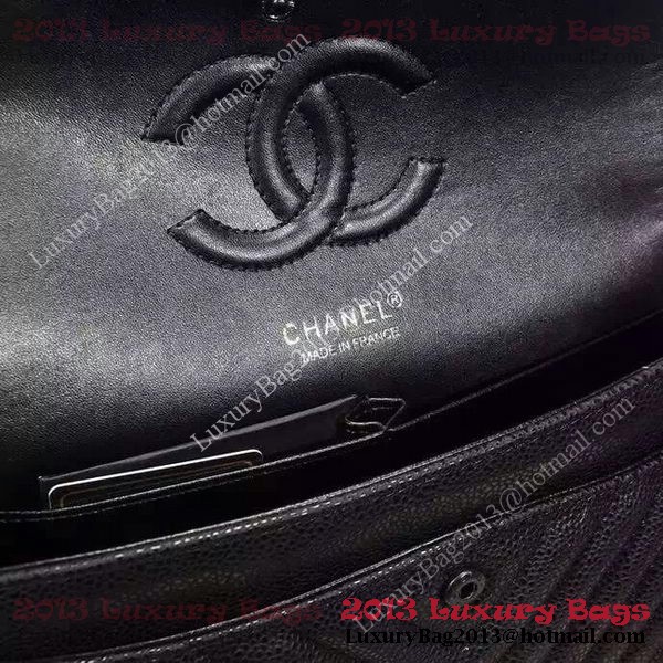 Chanel 2.55 Series Flap Bag Black Cannage Pattern Chevron Leather A1112V Black