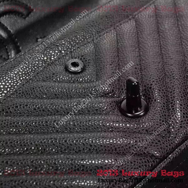 Chanel 2.55 Series Flap Bag Black Cannage Pattern Chevron Leather A1112V Black