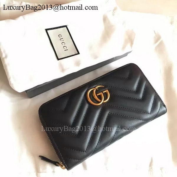 Gucci GG Marmont Zip Around Wallet 443123 Black