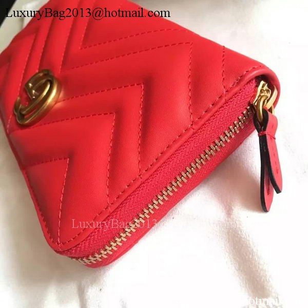 Gucci GG Marmont Zip Around Wallet 443123 Red