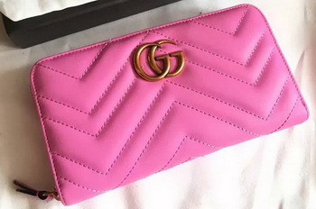 Gucci GG Marmont Zip Around Wallet 443123 Rose