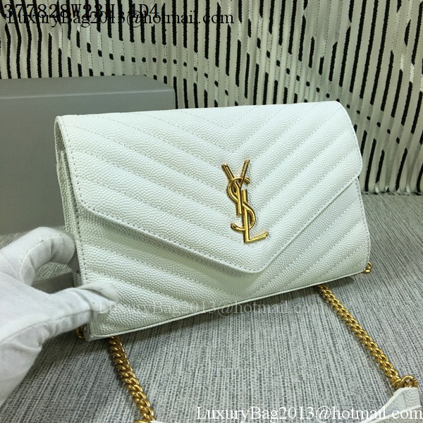 YSL Classic Monogramme Flap Bag Cannage Pattern Y377828L White