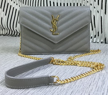 YSL Classic Monogramme Flap Bag Cannage Pattern Y377828S Grey