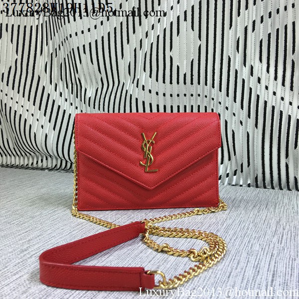 YSL Classic Monogramme Flap Bag Cannage Pattern Y377828S Red