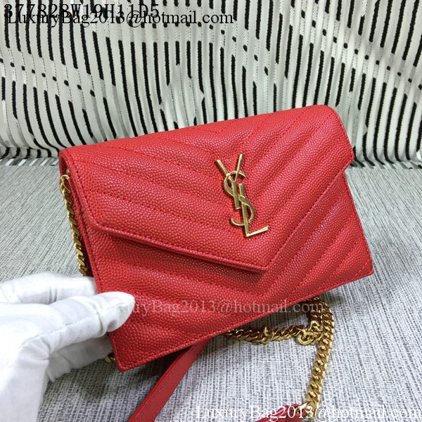 YSL Classic Monogramme Flap Bag Cannage Pattern Y377828S Red