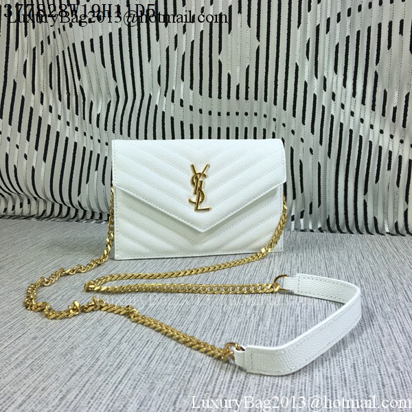 YSL Classic Monogramme Flap Bag Cannage Pattern Y377828S White