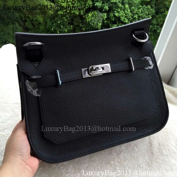 Hermes Jypsiere 31CM Shoulder Bag Calfskin Leather H0880 Black