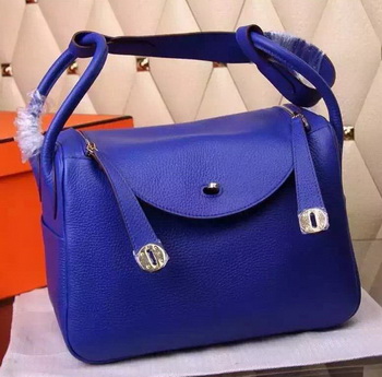 Hermes Lindy 30CM Leather Shoulder Bag H0881 Blue