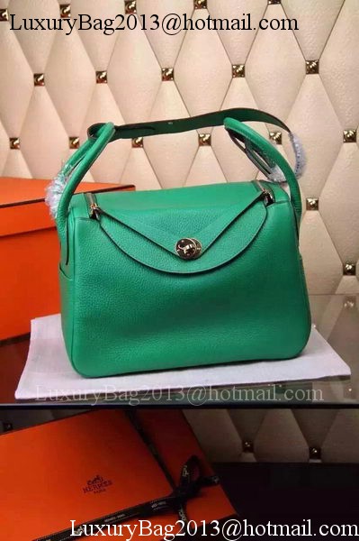 Hermes Lindy 30CM Leather Shoulder Bag H0881 Green