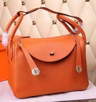 Hermes Lindy 30CM Leather Shoulder Bag H0881 Orange