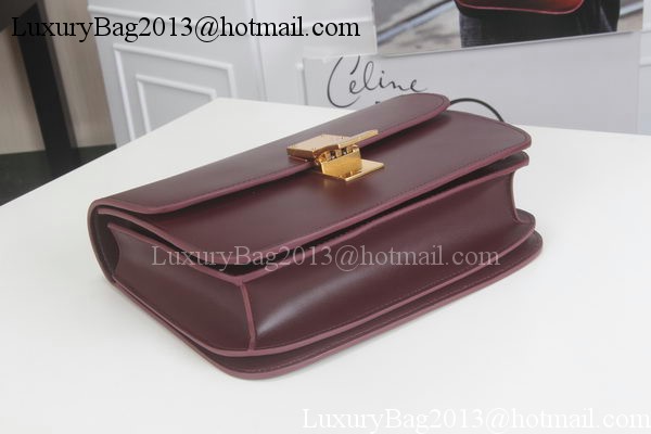 Celine Classic Box Flap Bag Calfskin Leather C3369 Burgundy