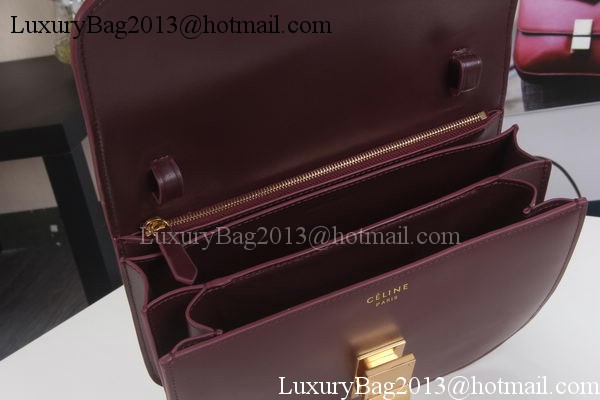 Celine Classic Box Flap Bag Calfskin Leather C3369 Burgundy