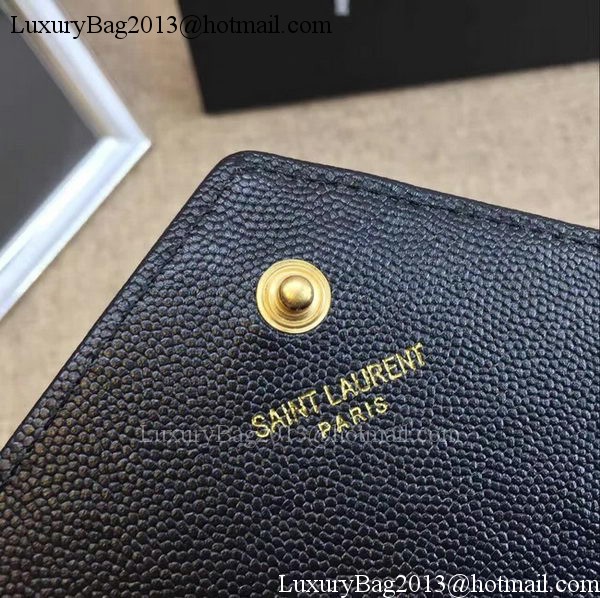 Yves Saint Laurent Monogramme Calfskin Leather Flap Wallet Y38202 Black