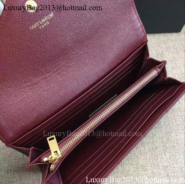 Yves Saint Laurent Monogramme Calfskin Leather Flap Wallet Y38202 Wine