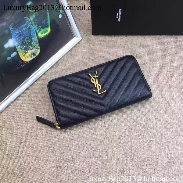 Yves Saint Laurent Monogramme Calfskin Leather Zippy Wallet Y38204 Black