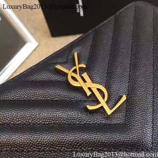 Yves Saint Laurent Monogramme Calfskin Leather Zippy Wallet Y38204 Black