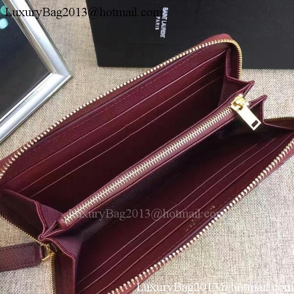 Yves Saint Laurent Monogramme Calfskin Leather Zippy Wallet Y38204 Wine