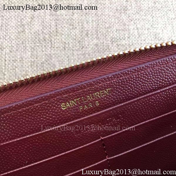 Yves Saint Laurent Monogramme Calfskin Leather Zippy Wallet Y38204 Wine