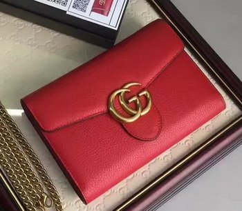 Gucci GG Marmont Leather mini Chain Bag 401232 Red