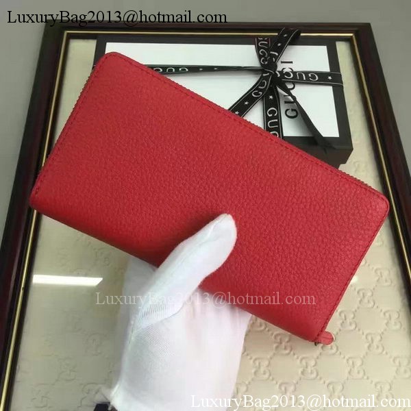 Gucci Leather Zip Around Wallet 456117 Red