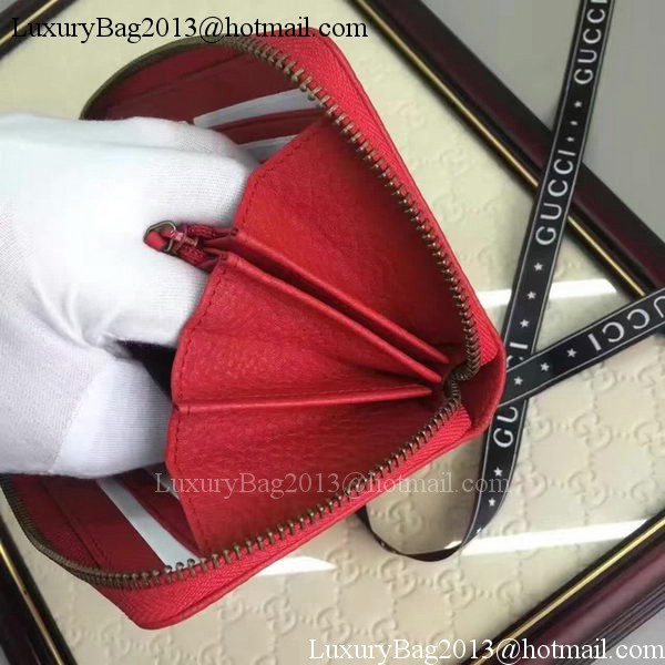 Gucci Leather Zip Around Wallet 456117 Red