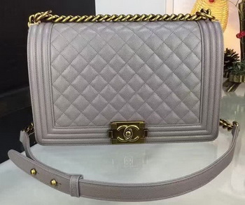 Boy Chanel Flap Bags Original Grey Cannage Pattern A67088 Gold