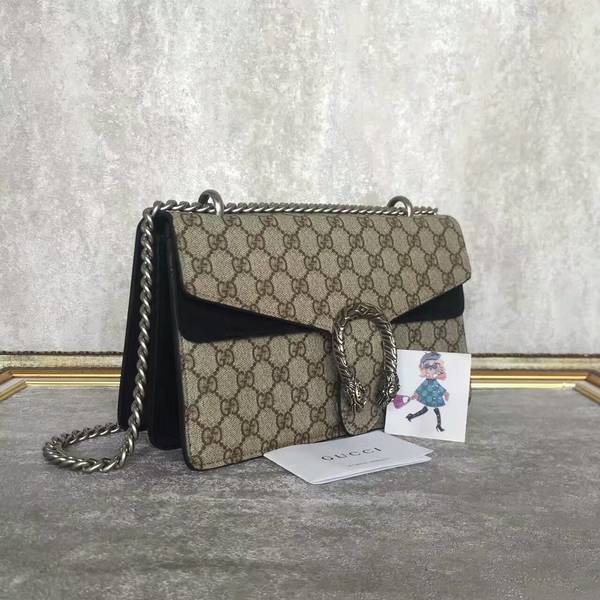 Gucci Medium Dionysus GG Canvas Shoulder Bag 400249 Black