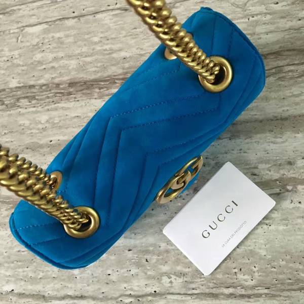 Gucci GG Marmont Suede Leather Mini Shoulder Bag 446744 Blue