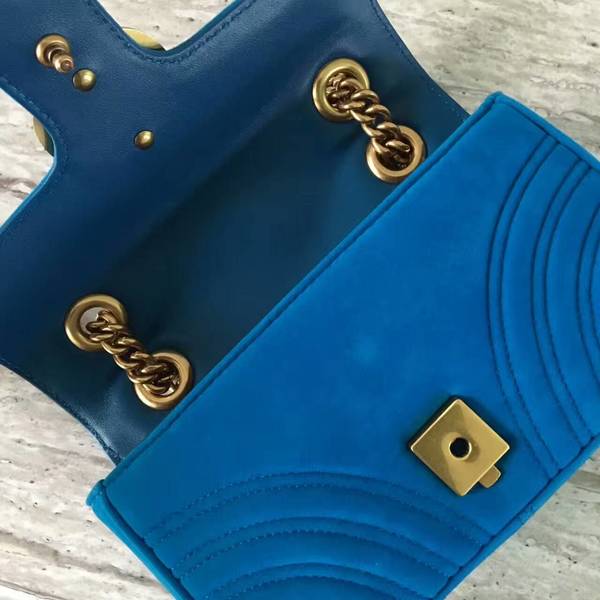 Gucci GG Marmont Suede Leather Mini Shoulder Bag 446744 Blue