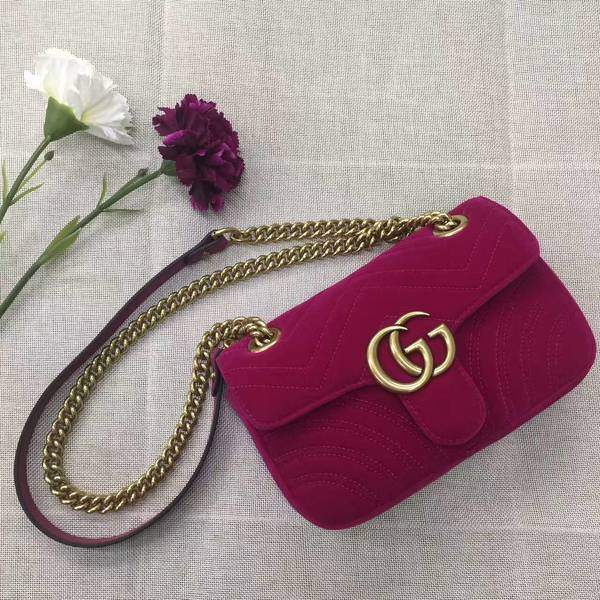 Gucci GG Marmont Suede Leather Mini Shoulder Bag 446744 Wine